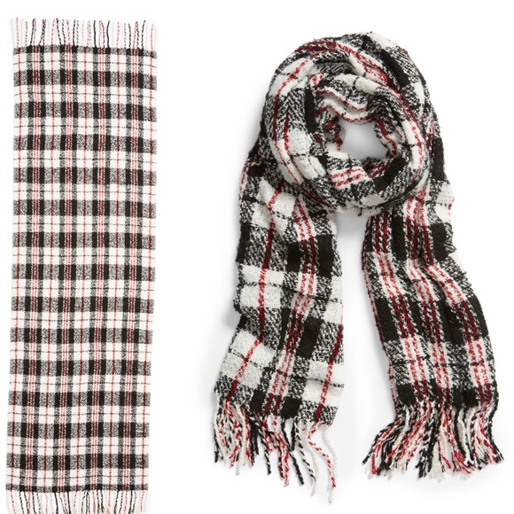 Free People Emerson Plaid Blanket Scarf Ivory - Picture 2 of 8